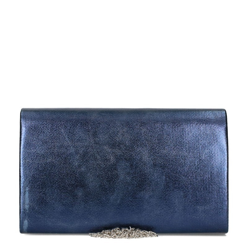 Jessica *Verona* โ Elegant Clutch with Subtle Shine & Adjustable Chain Midnight Blue
