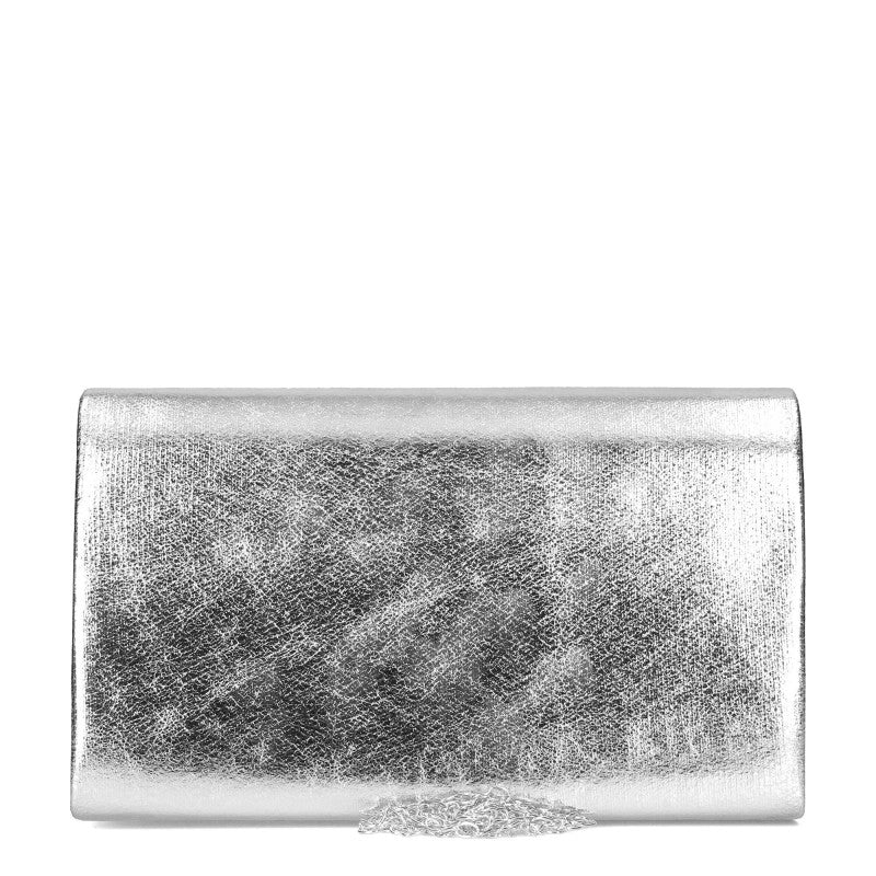 Jessica *Verona* โ Elegant Clutch with Subtle Shine & Adjustable Chain Silver