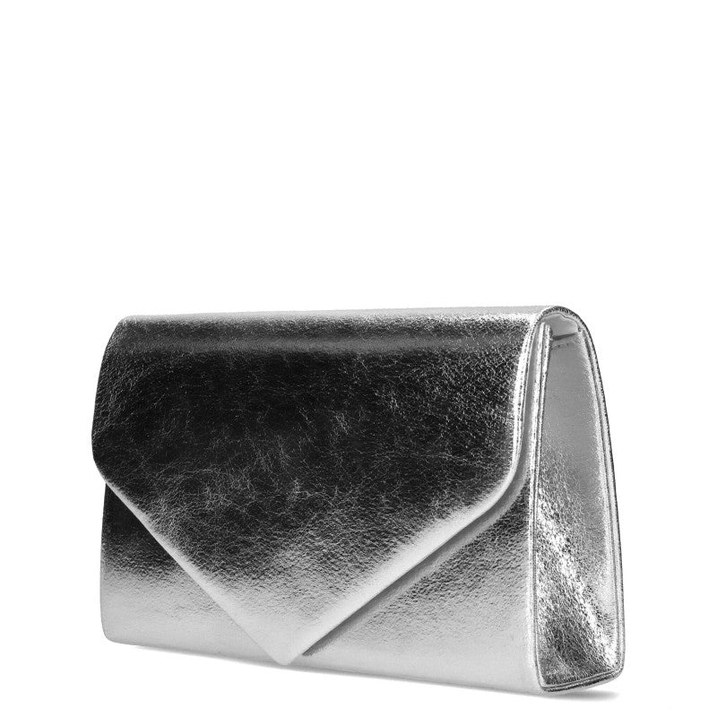 Jessica *Verona* – Elegant Clutch with Subtle Shine & Adjustable Chain Silver