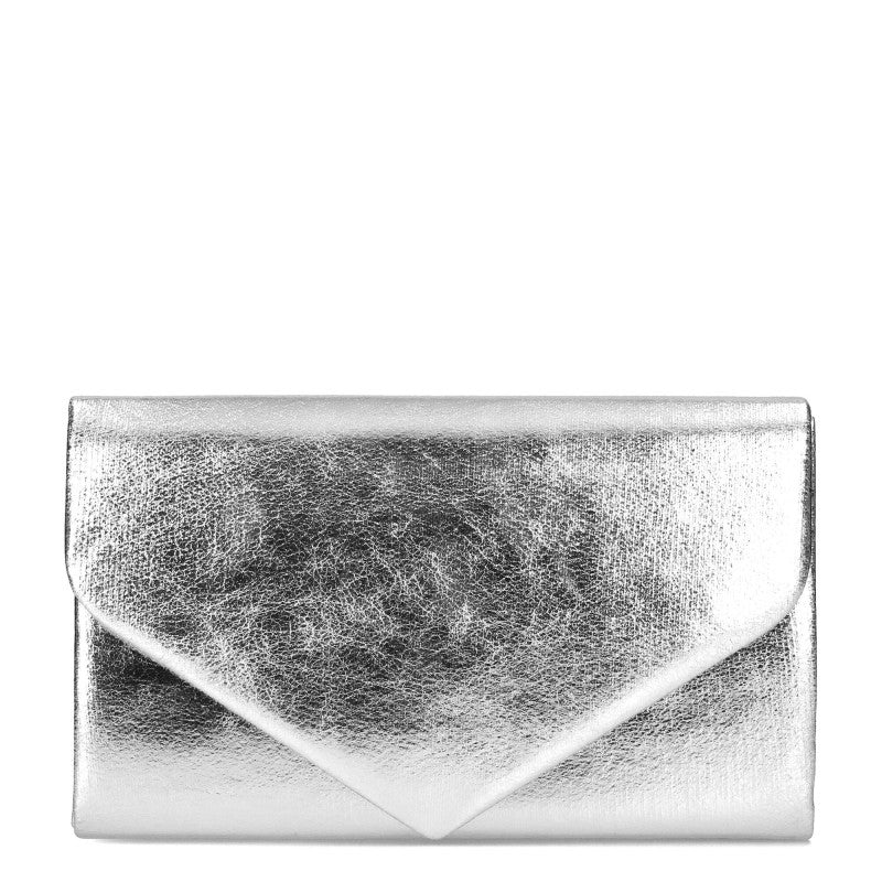 Jessica *Verona* – Elegant Clutch with Subtle Shine & Adjustable Chain Silver