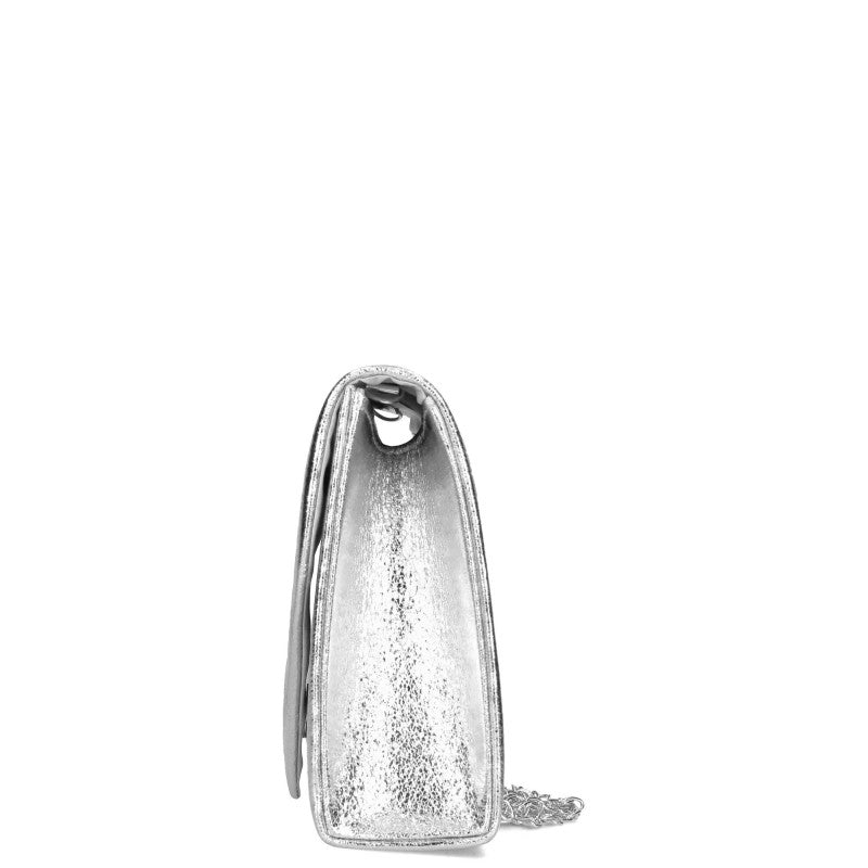 Jessica *Verona* – Elegant Clutch with Subtle Shine & Adjustable Chain Silver